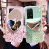 Mobiltelefonfodral hjärtspegel paljetter glitter fodral för huawei p50 p40 p30 p20 pro p10 lite silver folie transparent mjuk silikon täckning 2442