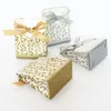 Cadeauverpakking Goud Zilver Bonbondoos Kartonnen DIY-dozen Zijden lint Verpakking Kleine tas voor bruiloft Babyshower Feestdecor