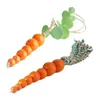 Feestdecoratie Pasen Wortelen Decor 6 stuks Houten Kralen Ornament DIY Krans Hangende Hangers String Gelukkig Voor Deel