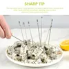 Forks 6pcs Restaurante reutilizável Spestert Skewers Stick Snack Party Silver Mixing Cocktail Pick Aço inoxidável Azeite de dente