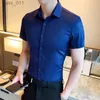 Herren Casual Shirts Sommer Herren kurzärmeliges Hemd Koreanische Version des Business Casual Shirt Männlich schlankes hübsches modisches Hemd Tops 240402