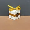 Подарочная упаковка Ид Мубарак Коробка Бронзовая лента Квадратная бумага Конфеты Печенье Мусульманские праздничные принадлежности