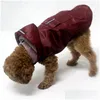 Dog Apparel Raincoat Waterproof Hoodie Jacket Rain Poncho Pet Rainwear Clothes With Reflective Stripe Outdoor Dogs Accessories Drop D Dhoik