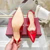 Damessandalen Designerschoenen Mode 8 cm hoge hakken Nieuwe elektrische lamp fantasie puntige kledingschoenen Klassieke trouwschoenen met rode gouden gesp