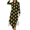 Casual Dresses Cute Sunflower Chiffon Dress Aesthetic Floral Print Stylish Female Sexy Clothing Big Size 4XL 5XL