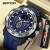 Wristwatches SANDA Men Military Watches Big Spider Dial Sport Watch LED Digital Waterproof Multifunction Dual Display Clock Relogio