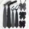 Papillon stile coreano elegante per uomo regali accessori per vestiti superiori matrimonio cravatta sottile con colletto da donna JK a righe nere grigie