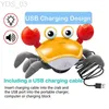 Electric/RC Animals Light Up Electric Escape Crab Toy Learn Climb Walking uppladdningsbar husdjur Crling Musical Educational Kid Gifts YQ240402