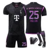 Set da calcio Maglia Bayern Away Nero Studente Set da allenamento per adulti Kit squadra Acquisto di gruppo Maglie