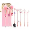 Spazzoli da 8 pezzi set di pennelli per trucco kawaii con simpatico busta rosa, cardcaptor sakura cosmetica trucco set kit per uso quotidiano