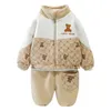 Kleinkind-Babykleidungsset für Jungen. Dickes, warmes Winterkleidungsset für Jungen mit Kapuze, Jacke und Hose