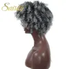 Perruques Saisity Afro Kinky Curly Wigs Synthétique Wig For Women Color Brown Femmes courtes Gris Noir Natural Femme Pernues