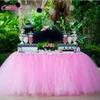 Spódnica stołowa Dostosuj Tutu Tiulwa stołowa 500 cm 80CM Wedding Baby Shower Birthday Party Decor Decor Dekoracja do domu
