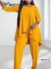 Wmstar Plus Größe Hosen Sets Frauen Zwei Stück Set Casual Herbst Outfits Solide Passenden Sets XL-5XL Großhandel Drop 240320