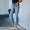 Kadınlar Kot pantolon tek göğüslü sokak kıyafeti yüksek bel pantolon kadın kalem mavisi 2024 sonbahar denim sıska pantolon