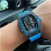 Luxury Mens Mechanics Titta på Richa M Sport Wristwatch Business Leisure helautomatisk mekanisk kolfiber ihålig Tourbillon L13P