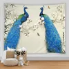 Tapissries 3D Print Animal Forest Tapestry Peacocks Birds Flower Bohemian Hippie Art Eesthetic Room Decor Wall Hanging Home Bedroom