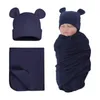 Couvertures 2 pcs coton pur coton bébé chapeau de couverture set en mousseline respirante née recevant une enveloppe de swaddle pour 0 à 6 m de sommeil