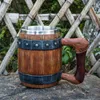 Tazze Boccale da birra portatile sigillato tronco simulato doppia tazza in acciaio inossidabile botte da uomo antica fatta a mano per la casa