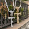 Necklaces Bubble Letter Iced Out Pendant Trap Rapper Star Necklace for Men Prong Setting Real Gold Plated Hip Hop Fashion Jewelry