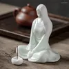 Tea Pets Chinese Zen Female Ceramic Character Decoration Home Living Room Incense Burner Table Decorations Set