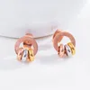 Boucles d'oreilles ZooMango cercle tendance chiffres romains pour femmes acier inoxydable couleur or Rose femme ZE17091