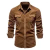 Vestes pour hommes Veste Printemps et Automne Velours côtelé Couleur unie Chemise à manches longues Business Slim Casual