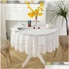 Table Cloth Lace Circar Small Round Mat Embroidered Hollowed Out Tablecloth Drop Delivery Home Garden Textiles Cloths Dhz47