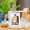 Frames Desktop PO-houder 360-graden roterend houten display frame met harthanger dubbelzijdige gladde randbroep voor foto