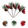 装飾的な花人工赤い果実の挿し木クリスマスデコレーションブーケシミュレーションベリーフォームツリー
