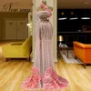 Robes de soirée 2 modèles rose perlé soirée personnalisé Illusion cristaux robe de bal fleurs jupe tapis rouge anniversaire 2024