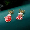 Stud Earrings Fashion Xmas Bell Bowknot For Women Christmas Jewelry Tree Snowman Hat Glove Santa Claus Dangle Friendship Gift