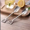 Łyżki 5pcs Zestaw stali ze stali nierdzewnej Kreatywna kawa Lody Deser Retro Cute Square Head Spoon Strepe Cuithing Kitchen Gadżet