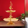 Plates 2 Tier Cupcake Stand Statue Fruit Candy Display Tower For Birthday Holiday