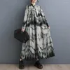 Casual Dresses Yzjnh 2024 Korean Spring and Autumn Large Size Dress for Women Loose Fashionable Long Sleeve Printed