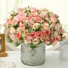 Fleurs décoratives fausses tiges de fleurs élégant bouquet d'hortensia de rose artificielle pour arrangement de mariage pièce maîtresse de mariée fausse soie A