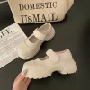 Flats damskie buty platforma żeńskie obuwie zatyka nowa sukienka Summer retro pu bawełna tkanina sprężyna Mary Janes Med Rome Basic Buty Woma