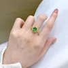 Cluster Rings S925 Silver Ring Emerald 2 High Carbon Diamond Small And Versatile Jewelry