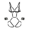 SlipMutandine Set da donna Imbracatura in pelle nera Cinture per il corpo Punk Giarrettiere Cintura per bondage Bretelle fresche Cinghie per donna Cinture per gabbia per il corpo sexy Lingerie