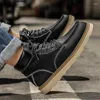 Boots 2024 Winter Retro Genuine Leather Men's Ankle Big Size 46 Flat Casual Men Couples Tooling For Botas Hombre