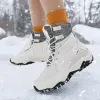 Boots Xiang Guan Walking Boots Men Women Waterproof Trekking Shoes Winter Warm Plush Lining Black White Outdoor Tourism Hiking Camping