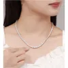 Super Flash Simple Bride Wedding Female Sterling Sier Choker Chain Gradient Size 0.1Ct 0.5Ct Moissanite Stone Necklace