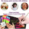 Scratch Paper Art Set Rainbow Card Scratch Black Scratch It Off Paper Crafts Notes avec des pochoirs de stylet en bois pour Kid DIY Gift