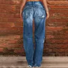 Dames Jeans Dames Y2k Ripped Mid Taille Denim Rechte Baggy Zakken Broek Lente Zomer Harajuku Mode Gril Losse Streetwear Broek