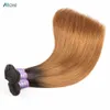 1B30 Ombre Bone Straight Human Hair Bundles Brazilian Remy Weave s 2 Tone Brown Colored 240327