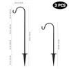 Hooks Shepherds Hook Black Heavy Duty Garden Outdoor Ground Plug Hanging For Solar Lights And Bird Feeders 3PCS