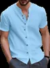 Camisas casuais masculinas Moda de verão nova camisa de linho de algodão pura de bairro para homens soltos e finos roupas masculinas de cor sólida 240402