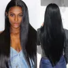 Perruques Coupe de cheveux long Long Right Black Hair Women's Synthetic Wigs For Cosplay Part Middle Res résistant à la chaleur quotidienne des perruques de fibres noires