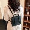 Schultaschen Vintage Rucksack Leder Klassische Schulter Für Frauen Luxus Designer 2024 Umhängetasche Handtasche Mode Trendy Solide