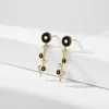 Stud Earrings 925 Sterling Silver Circular Geometric Black Key Sweet And Fashionable Internet Celebrity From Europe America